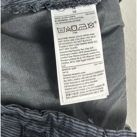 NWT Gap Girlfriend Chino Pant Size 14 Charcoal Gray Tuxedo Stripe Relaxed - Picture 3 of 3